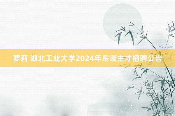 萝莉 湖北工业大学2024年东谈主才招聘公告