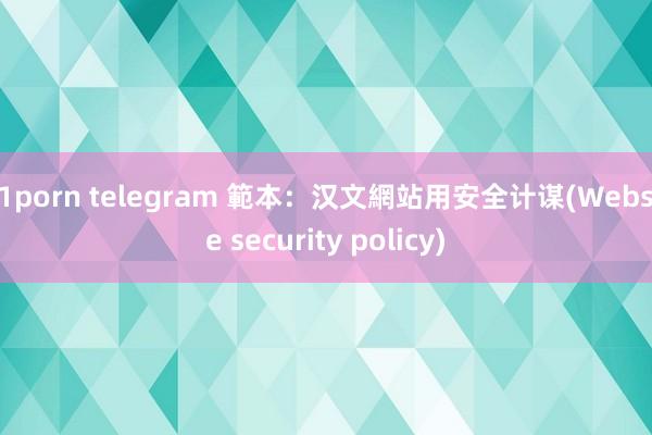 91porn telegram 範本：汉文網站用安全计谋(Website security policy)
