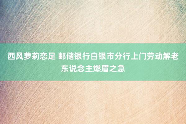 西风萝莉恋足 邮储银行白银市分行上门劳动解老东说念主燃眉之急