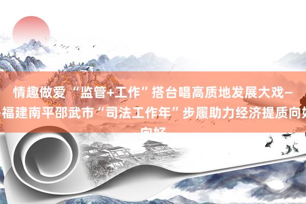 情趣做爱 “监管+工作”搭台唱高质地发展大戏——福建南平邵武市“司法工作年”步履助力经济提质向好