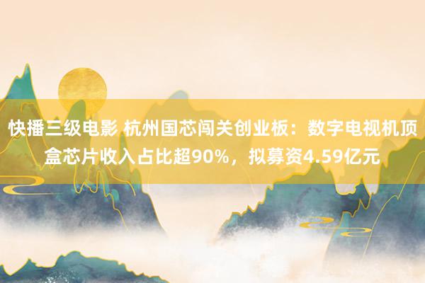 快播三级电影 杭州国芯闯关创业板：数字电视机顶盒芯片收入占比超90%，拟募资4.59亿元