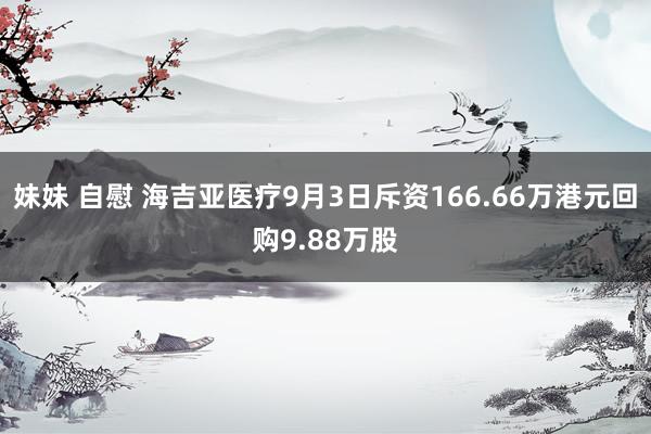 妹妹 自慰 海吉亚医疗9月3日斥资166.66万港元回购9.88万股